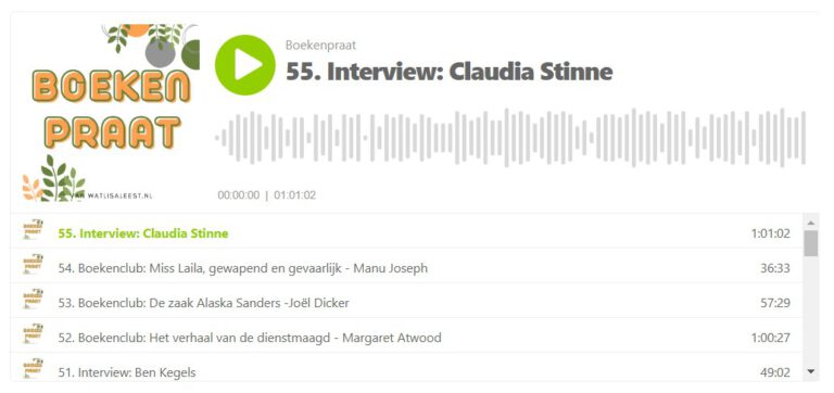 In aflevering 55 van Boekenpraat komt Claudia Stinne aan het woord over haar debuutroman 'Een leven op wielen'